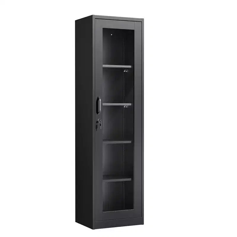 Armoire de rangement d'outils en acier noir, vitre simple face (pré-percée)