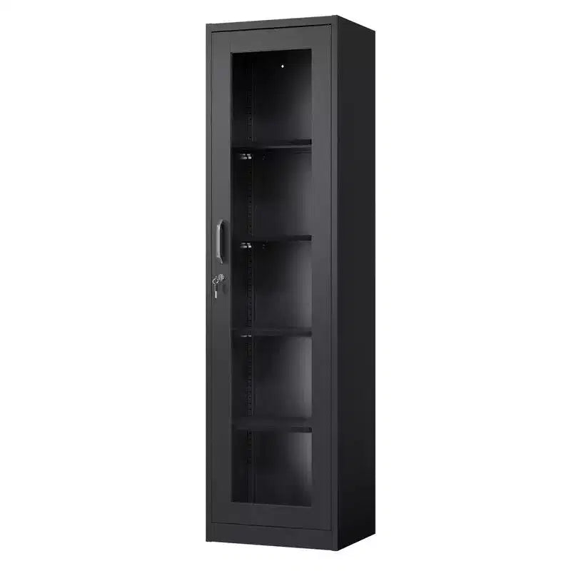 Armoire de rangement d'outils en acier noir, vitre simple face (pré-percée)