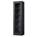 Armoire de rangement d'outils en acier noir, vitre simple face (pré-percée)