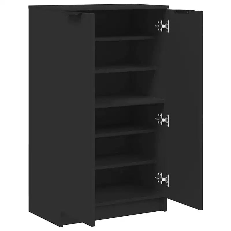 vidaXL Meuble à chaussures noir 59x35x100 cm Bois d'ingénierie