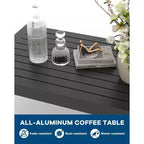 Ensemble de mobilier de patio en aluminium 7 places – Canapé d'angle extérieur 5 pièces avec 4 accoudoirs, 5 coussins épais et table basse – Parfait pour le jardin