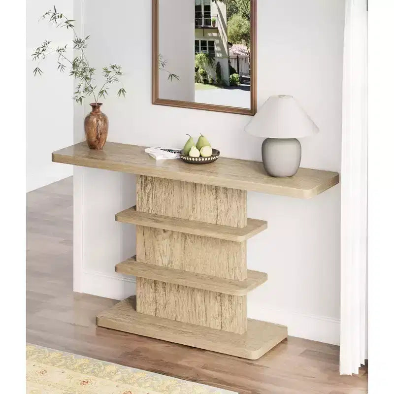 ModernLuxe Table console Table d'entrée Table de bout de canapé Présentoir Table d'appoint avec 2 étagères de rangement ouvertes