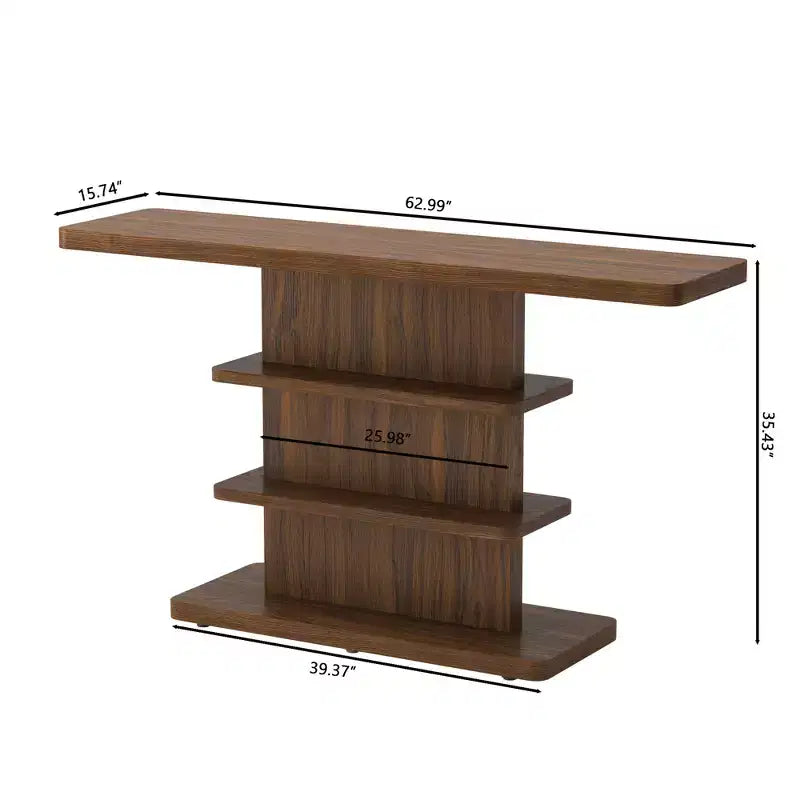 ModernLuxe Table console Table d'entrée Table de bout de canapé Présentoir Table d'appoint avec 2 étagères de rangement ouvertes