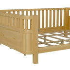 Lit de repos à plateforme en bois ModernLuxe Queen Size avec barrières de sécurité, cadre de lit bas pour enfants
