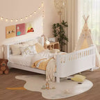 Lit de repos à plateforme en bois ModernLuxe Queen Size avec barrières de sécurité, cadre de lit bas pour enfants
