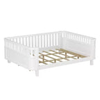 Lit de repos à plateforme en bois ModernLuxe Queen Size avec barrières de sécurité, cadre de lit bas pour enfants