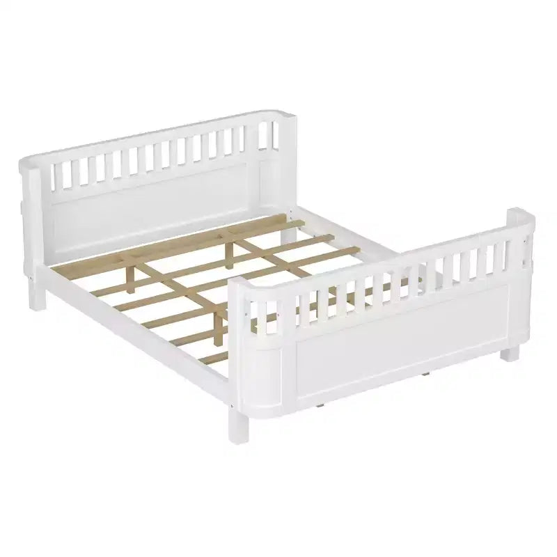 Lit de repos à plateforme en bois ModernLuxe Queen Size avec barrières de sécurité, cadre de lit bas pour enfants