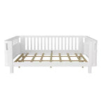 Lit de repos à plateforme en bois ModernLuxe Queen Size avec barrières de sécurité, cadre de lit bas pour enfants