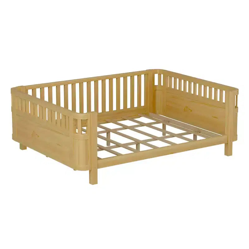 Lit de repos à plateforme en bois ModernLuxe Queen Size avec barrières de sécurité, cadre de lit bas pour enfants