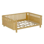 Lit de repos à plateforme en bois ModernLuxe Queen Size avec barrières de sécurité, cadre de lit bas pour enfants