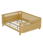 Lit de repos à plateforme en bois ModernLuxe Queen Size avec barrières de sécurité, cadre de lit bas pour enfants