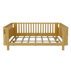 Lit de repos à plateforme en bois ModernLuxe Queen Size avec barrières de sécurité, cadre de lit bas pour enfants