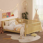ModernLuxe Queen Size Wood Platform Daybed with Safety Rails, Low Profile Kids Bed Frame