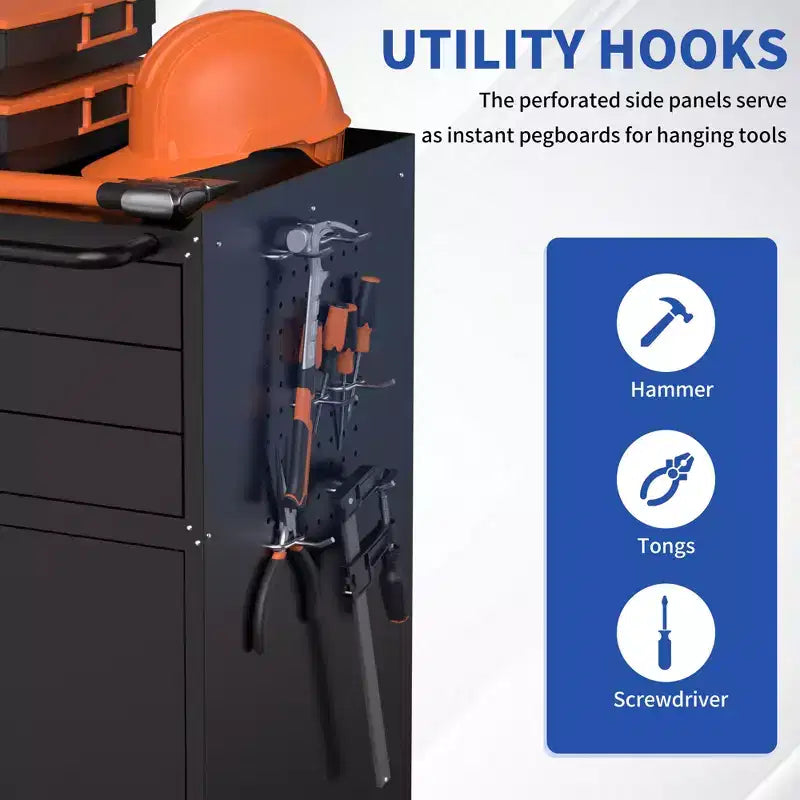 Armoire à outils métallique roulante de 34,3 po, rangement de garage robuste avec portes verrouillables et 3 tiroirs, organisateur d'établi mobile