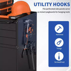 Armoire à outils métallique roulante de 34,3 po, rangement de garage robuste avec portes verrouillables et 3 tiroirs, organisateur d'établi mobile