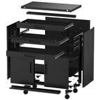 Armoire à outils métallique roulante de 34,3 po, rangement de garage robuste avec portes verrouillables et 3 tiroirs, organisateur d'établi mobile