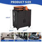 Armoire à outils métallique roulante de 34,3 po, rangement de garage robuste avec portes verrouillables et 3 tiroirs, organisateur d'établi mobile