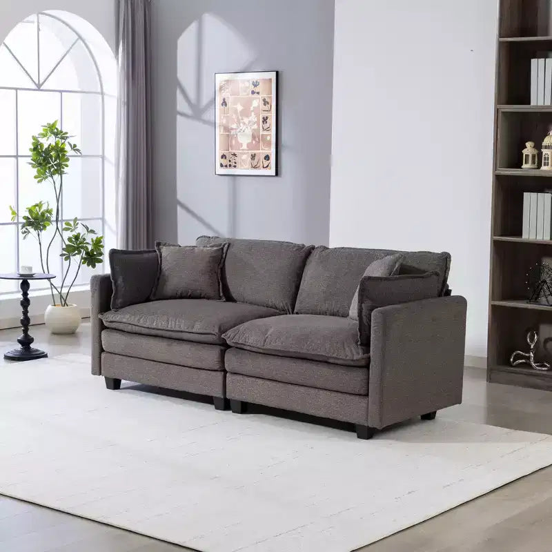 GDFStudio Dulles Moderne 77,95 places canapé causeuse modulaire en bois massif et chenille