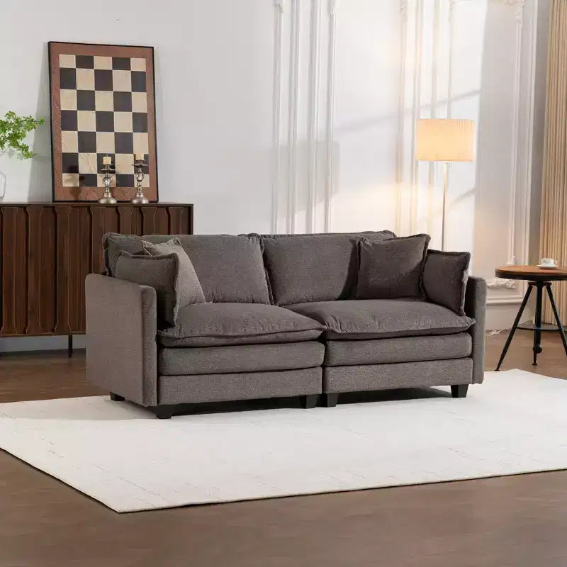 GDFStudio Dulles Moderne 77,95 places canapé causeuse modulaire en bois massif et chenille
