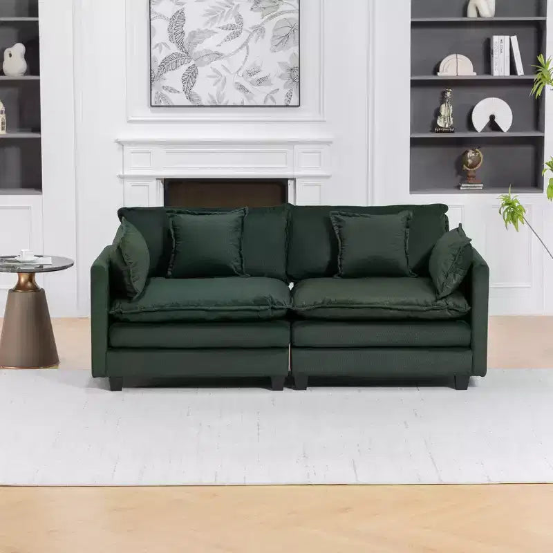 GDFStudio Dulles Modern 77.95 Modular Solid Wood Chenille Upholstered Loveseat Sofa
