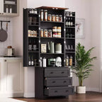 Meuble de rangement haut de cuisine de style campagnard de 72 po avec 2 portes de grange et 3 tiroirs