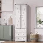 Meuble de rangement haut de cuisine de style campagnard de 72 po avec 2 portes de grange et 3 tiroirs