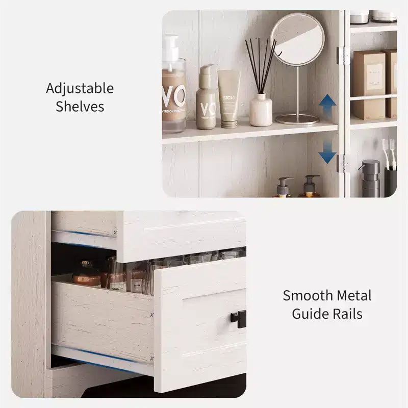 Meuble de rangement haut de cuisine de style campagnard de 72 po avec 2 portes de grange et 3 tiroirs