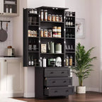 Meuble de rangement haut de cuisine de style campagnard de 72 po avec 2 portes de grange et 3 tiroirs