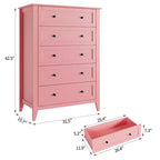 Commode à 5 tiroirs pour chambre à coucher, commode haute moderne avec tiroirs profonds et poignées en métal, commode en bois pour entrée, chambre à coucher
