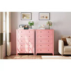 Commode à 5 tiroirs pour chambre à coucher, commode haute moderne avec tiroirs profonds et poignées en métal, commode en bois pour entrée, chambre à coucher