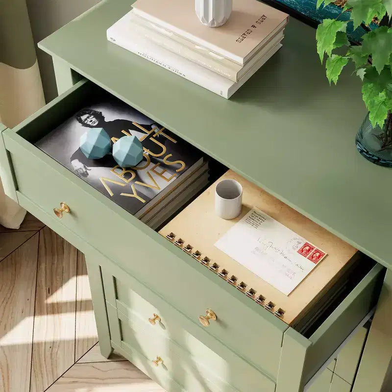 Commode à 5 tiroirs pour chambre à coucher, commode haute moderne avec tiroirs profonds et poignées en métal, commode en bois pour entrée, chambre à coucher