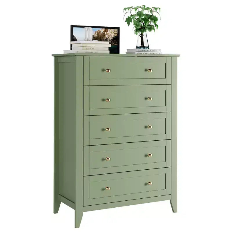 5 Drawer Dresser for Bedroom,Modern Tall Dresser with Deep Drawers & Metal Knobs,Wooden Chests of Drawers for Entryway,Bedroom