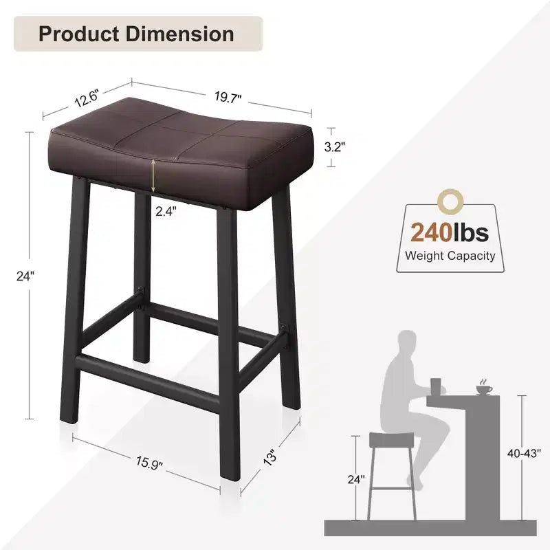 Tabourets de bar hauteur comptoir avec surface rembourrée pour salle à manger, bar à domicile