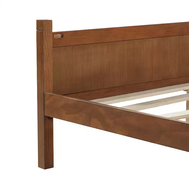 Lit plateforme double FAMYYT avec tête et pied de lit, assemblage facile