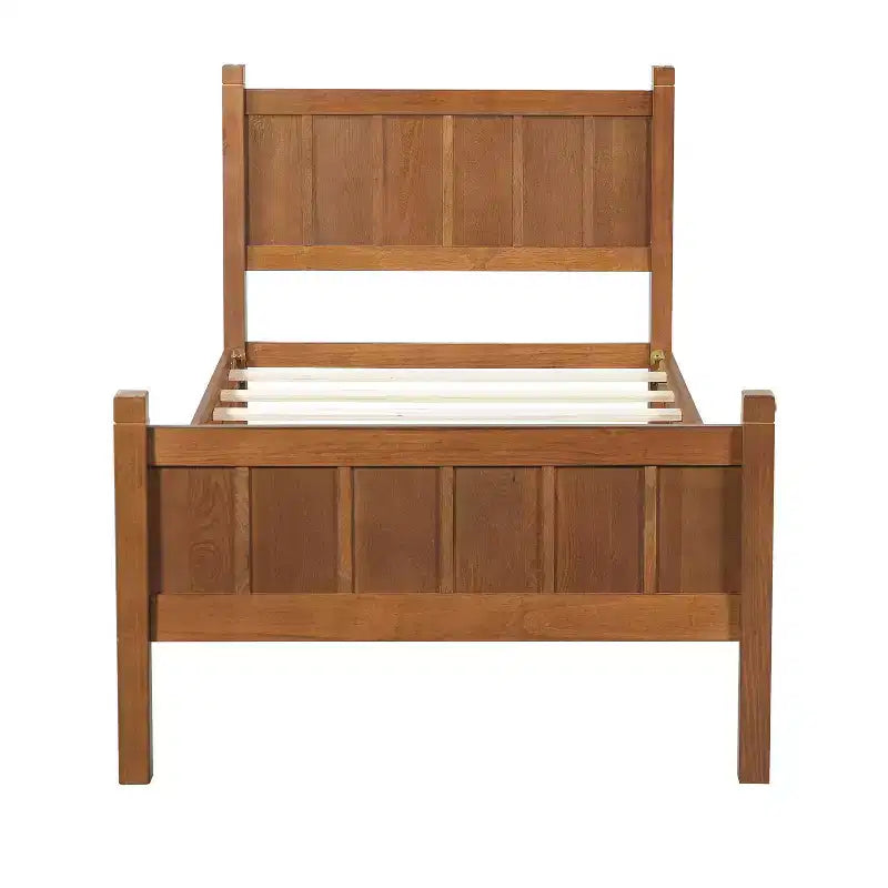 Lit plateforme double FAMYYT avec tête et pied de lit, assemblage facile