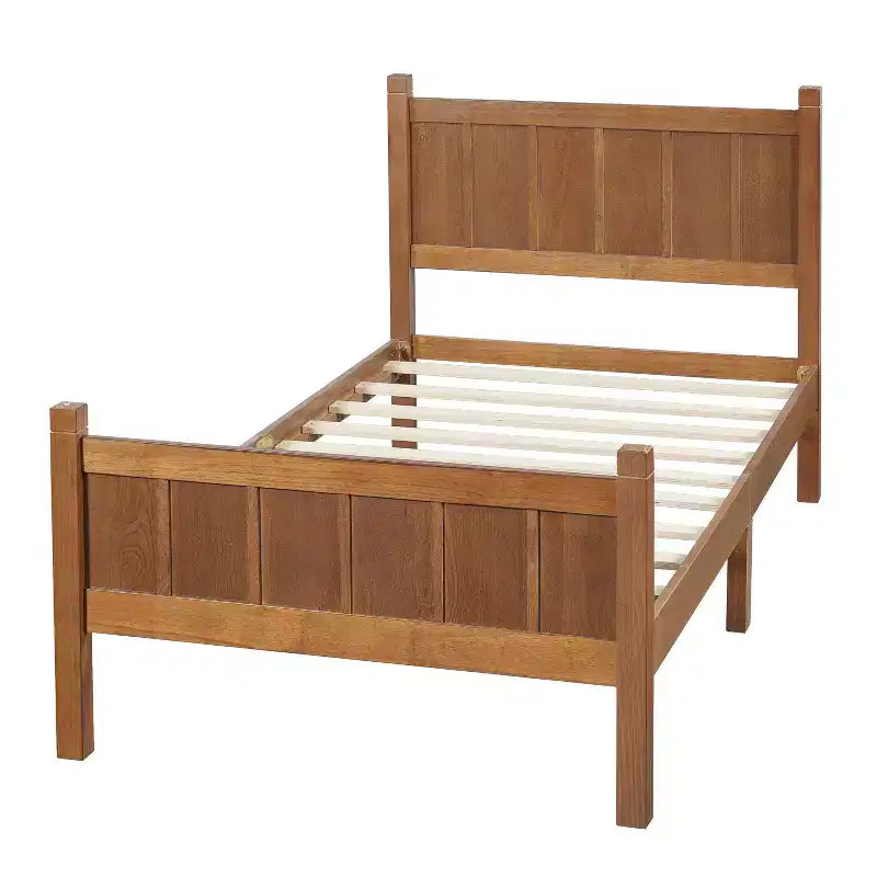 Lit plateforme double FAMYYT avec tête et pied de lit, assemblage facile