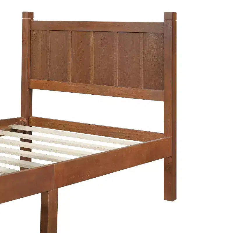 Lit plateforme double FAMYYT avec tête et pied de lit, assemblage facile