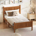 Lit plateforme double FAMYYT avec tête et pied de lit, assemblage facile
