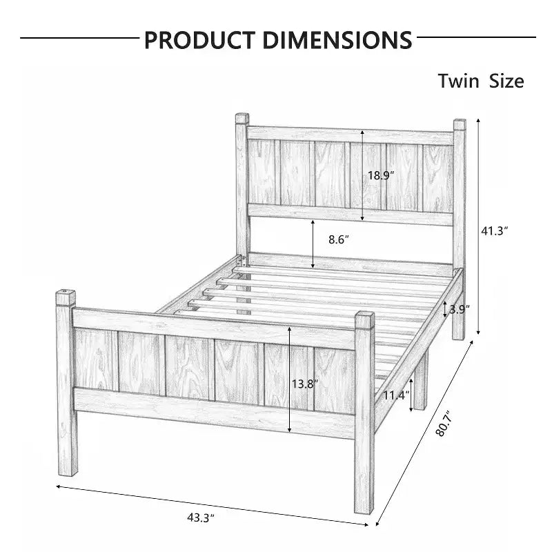 Lit plateforme double FAMYYT avec tête et pied de lit, assemblage facile