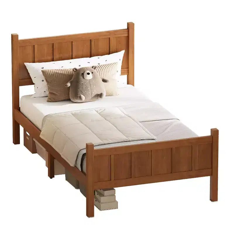 Lit plateforme double FAMYYT avec tête et pied de lit, assemblage facile