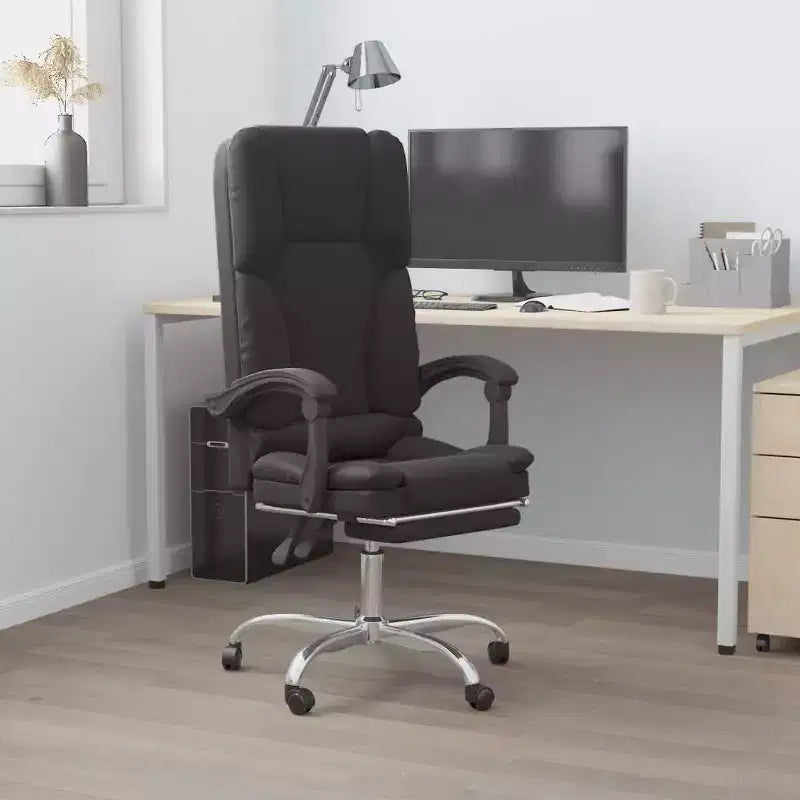 vidaXL Chaise de bureau de massage Noir Similicuir, Métal, Contreplaqué Grande