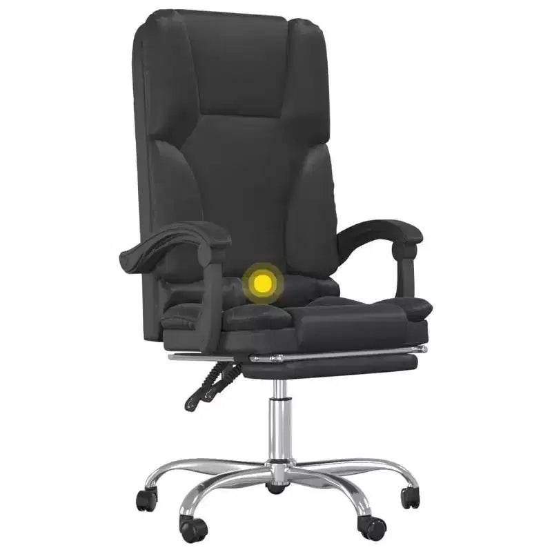 vidaXL Chaise de bureau de massage Noir Similicuir, Métal, Contreplaqué Grande