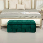 Pouf de rangement en velours avec charnière de sécurité, aucun assemblage requis