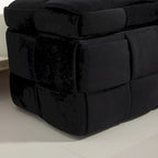 Pouf de rangement en velours avec charnière de sécurité, aucun assemblage requis