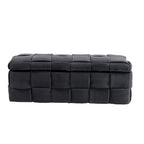 Pouf de rangement en velours avec charnière de sécurité, aucun assemblage requis