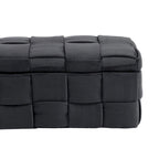 Pouf de rangement en velours avec charnière de sécurité, aucun assemblage requis
