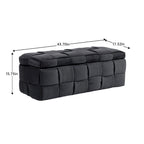 Pouf de rangement en velours avec charnière de sécurité, aucun assemblage requis