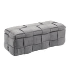 Pouf de rangement en velours avec charnière de sécurité, aucun assemblage requis