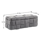 Pouf de rangement en velours avec charnière de sécurité, aucun assemblage requis