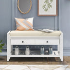 Meuble à chaussures avec assise capitonnée et tiroirs, banc de rangement multifonction pour entrée